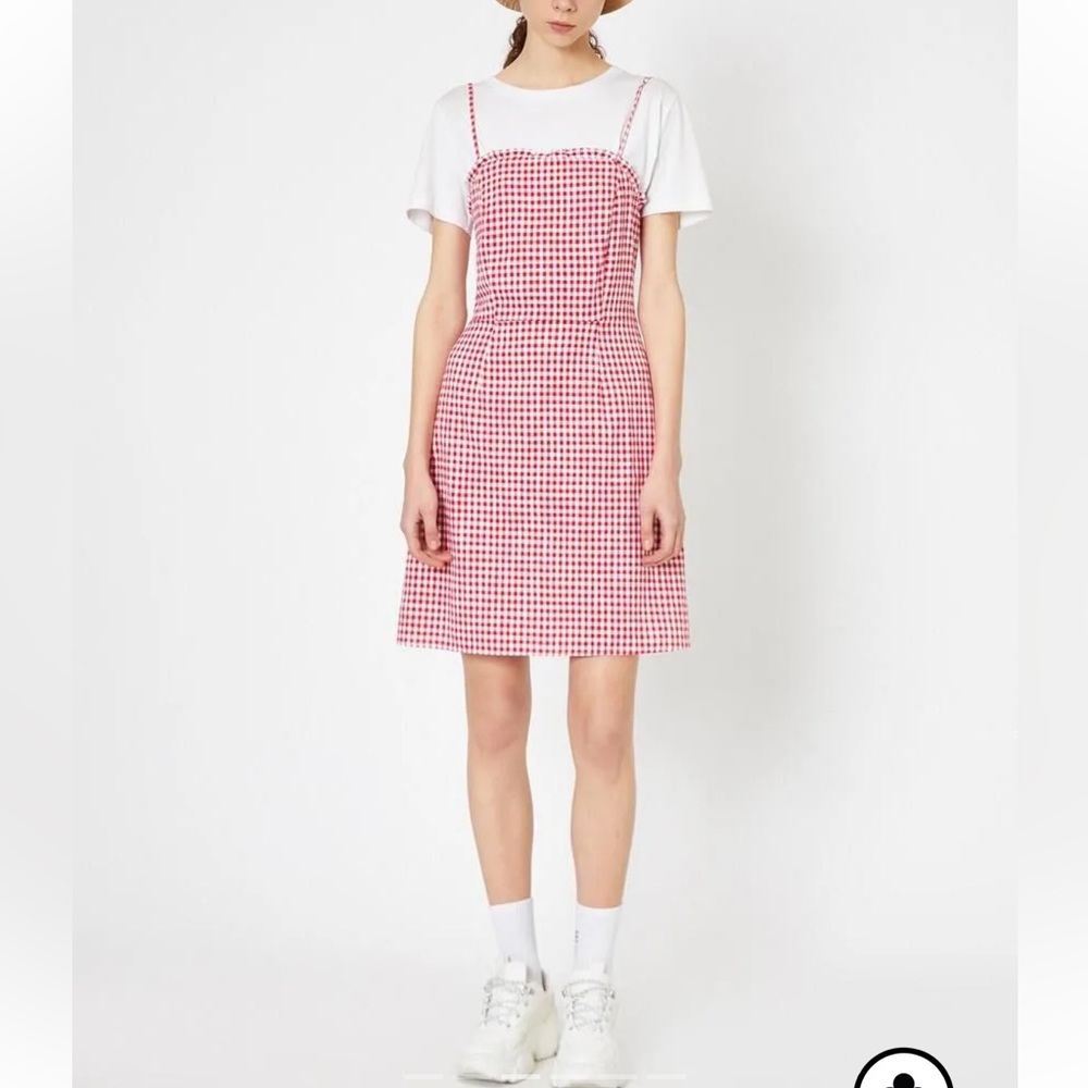 koton Red Gingham Women's Dress large mini